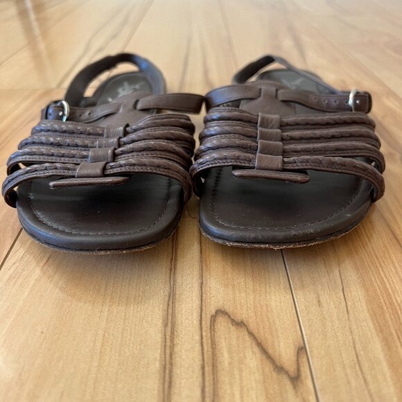Yves Saint Laurent YSL Gladiator Flat Sandals Dark Brown Leather size 37.5 - Picture 4 of 13